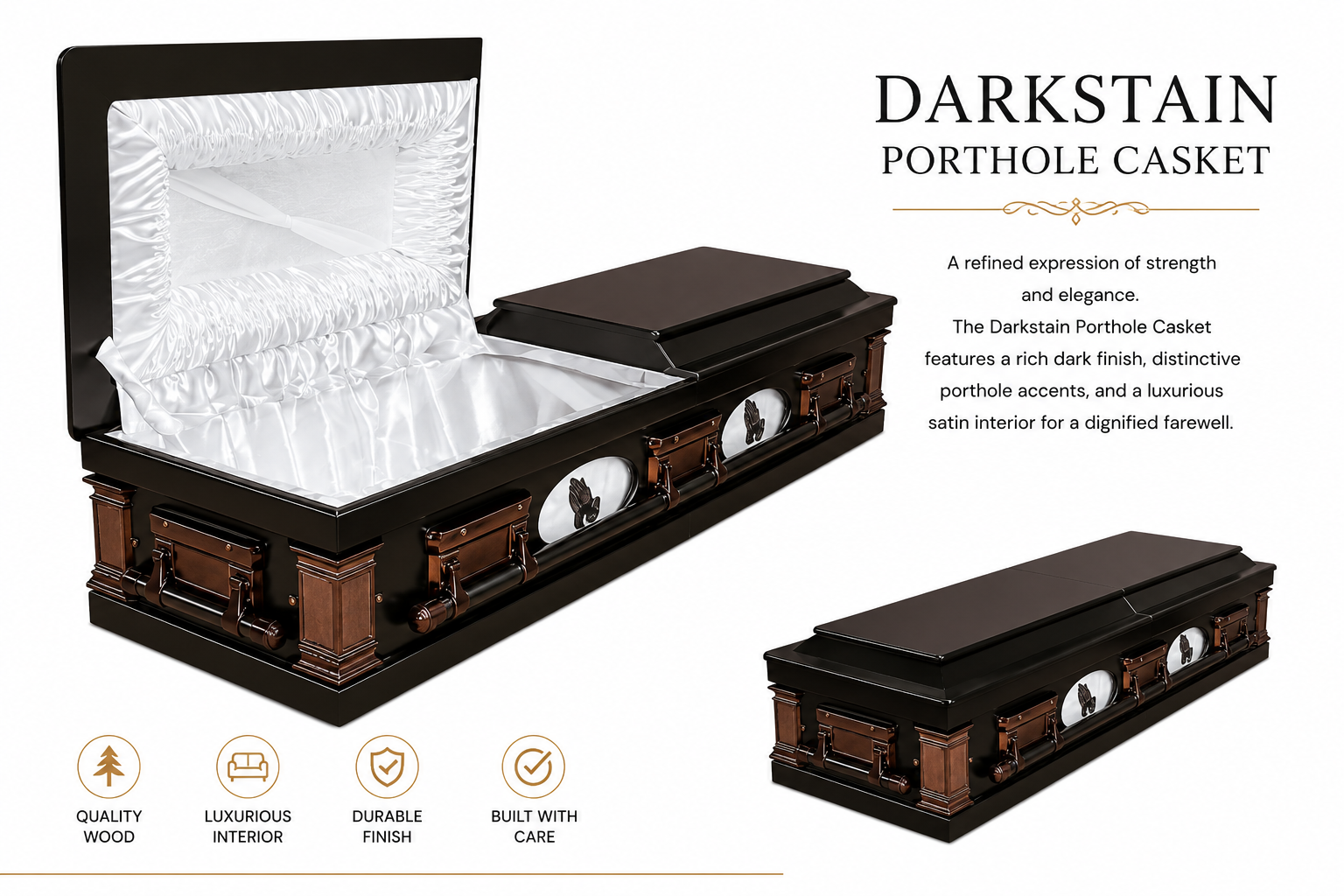 Darkstain Porthole Casket - Emalebeni Premium Collection