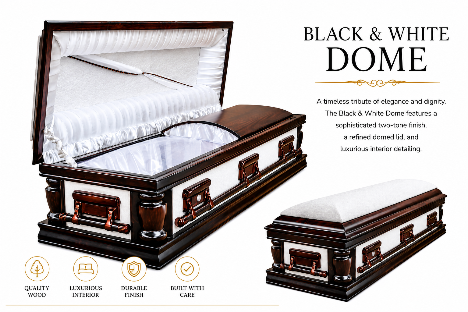 Emalebeni Black & White Dome - Dignified Funeral Collection